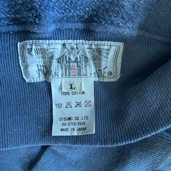 Human Made Heart Logo Hoodie Blue Size Large Oversized EUC - Picture 7 of 10